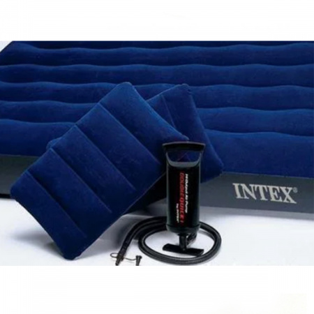 Матрац надувний з насосом + дві подушки Intex 203 х 152 х 25 см (64765-NEW)