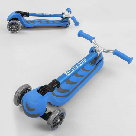 Самокат_трехколесный_Y-00180_(4)_Best_Scooter_ГОЛУБОЙ_складной_алюминиевый_руль_4_колеса_PU_со_свето