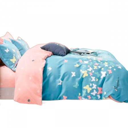 Комплект постільної білизни полуторний ZMW "Home Textiles" (37636) Метелики на синьому