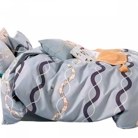 Комплект постельного белья двуспальный ZMW "Home Textiles" (37630) Волны на сером