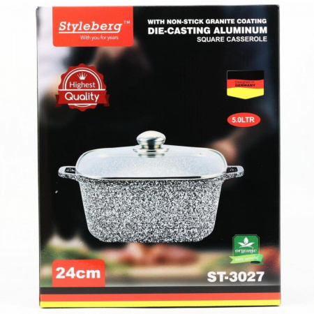 Кастрюля Styleberg 5 л (ST-3027) Квадратная Гранитное покрытие