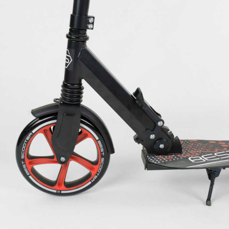 Самокат_двухколесный_88146_(2)_Best_Scooter_ЧЕРНЫЙ_зажим_руля_переднее_колесо_PU_-_230мм_заднее_коле