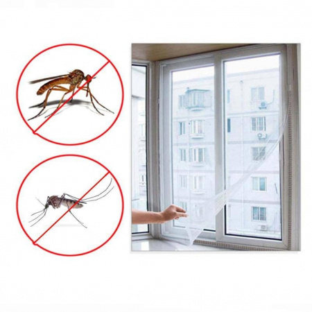 Москітна сітка на двері і вікна Mosquito Net 130 х 150 см з кріпильною стрічкою, що самоклеїться (81909)