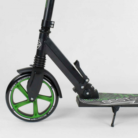 Самокат_70875_(2)_Best_Scooter_ЧЕРНЫЙ_зажим_руля_переднее_колесо_PU_-_230мм_заднее_колесо_PU_-_200мм