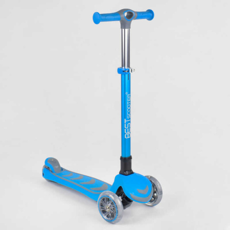 Самокат_трехколесный_38603_(4)_Best_Scooter_ГОЛУБОЙ_складной_алюминиевый_руль_4_колеса_PU_со_светом_