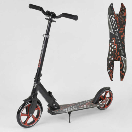 Самокат_88146_(2)_Best_Scooter_ЧЕРНЫЙ_зажим_руля_переднее_колесо_PU_-_22_см_заднее_колесо_PU_-_20_см