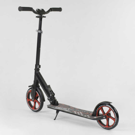 Самокат_двухколесный_88146_(2)_Best_Scooter_ЧЕРНЫЙ_зажим_руля_переднее_колесо_PU_-_230мм_заднее_коле