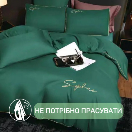 Постельное белье Евро KOLOCO Sophae сатин (40681) Зеленый