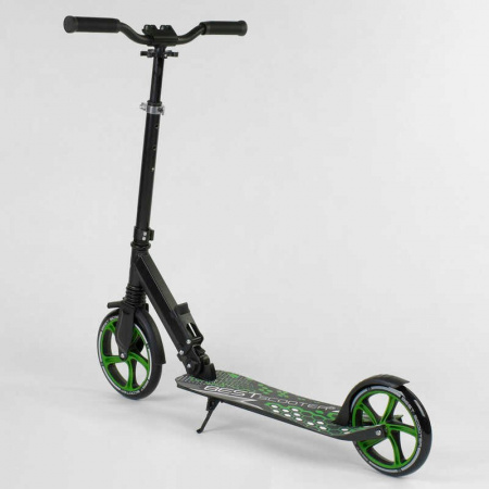 Самокат_70875_(2)_Best_Scooter_ЧЕРНЫЙ_зажим_руля_переднее_колесо_PU_-_230мм_заднее_колесо_PU_-_200мм