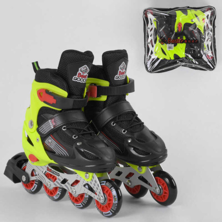 Ролики_50034-S_Best_Roller_размер_30-33_цвет_-_САЛАТОВЫЙ_(6)_колёса_PVC_ПЕРЕДНЕЕ_КОЛЕСО_СВЕТ_в_сумке
