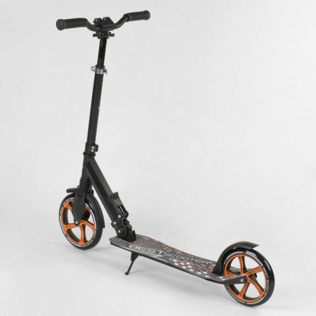 Самокат_34750_(2)_Best_Scooter_ЧЕРНЫЙ_зажим_руля_переднее_колесо_PU_-_22_см_заднее_колесо_PU_-_20_см
