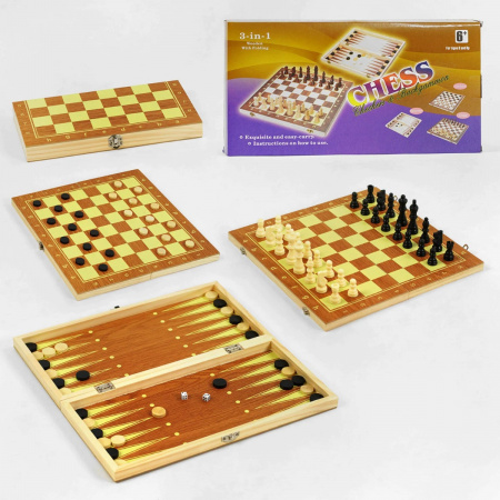 Шахматы, шашки, нарды деревянные Chess 3 в 1 (С 45026)