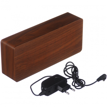 Настільний годинник Led Woden Clock (VST-865-1) Коричневий з білим підсвічуванням