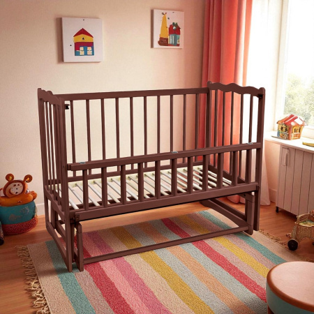 Кроватка детская маятник с откидным бортиком TOYS 