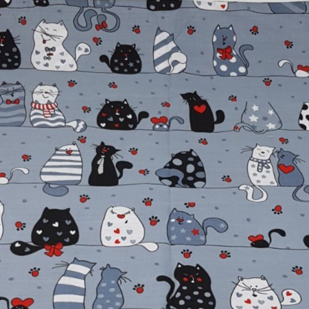 Наволочка на запах Терасполь хлопок 70 х 70 (34419) Коты на сером