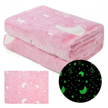 Светящийся плед Magic Blanket "Звездное небо" 120 х 180 см Розовый