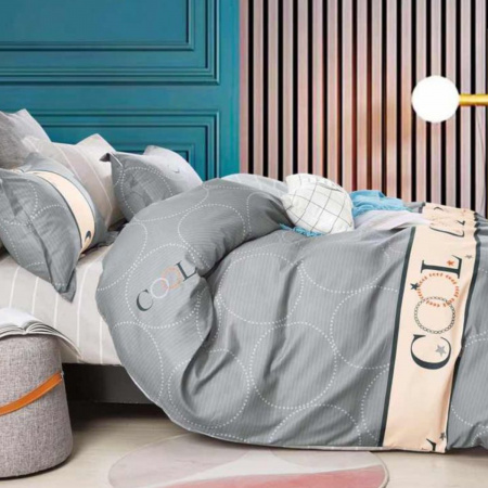 Комплект постільної білизни двоспальний ZMW "Home Textiles" (37409) Cool на сірому