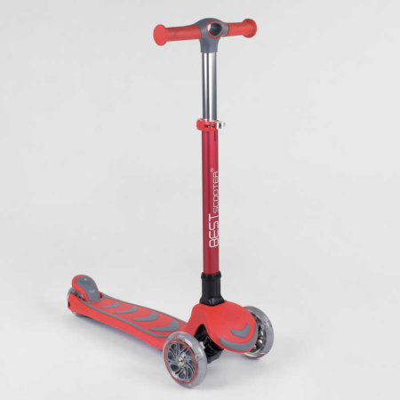 Самокат_трехколесный_92606_(4)_Best_Scooter_КРАСНЫЙ_складной_алюминиевый_руль_4_колеса_PU_со_светом_