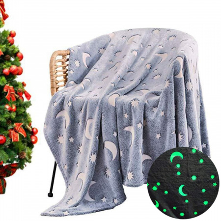 Плед, що світиться Magic Blanket "Зоряне небо" 150 х 180 см Сірий