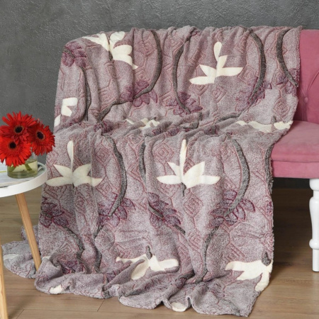 Плед двухспальный КOLOCO "Стрижка" 180 х 220 (37230) Ромбы цветы
