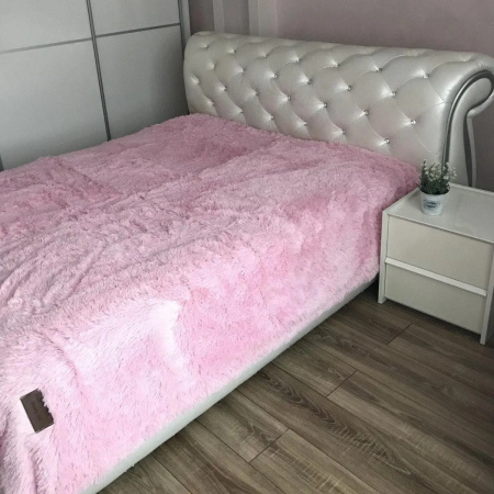 Плед Євро KOLOCO "Травка" 210 х 230 см (41960) Рожевий
