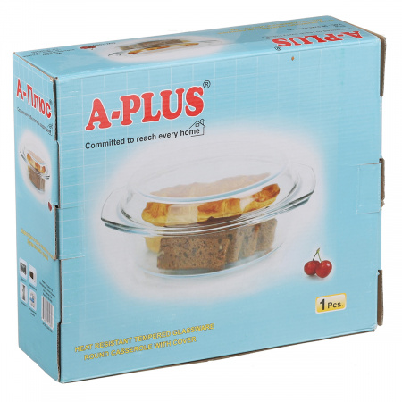 Кастрюля стеклянная для запекания A-PLUS 3.0 л (1080) Круглая