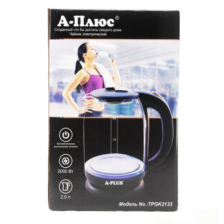 Электрочайник стекло A-PLUS 2.0 л (2133)