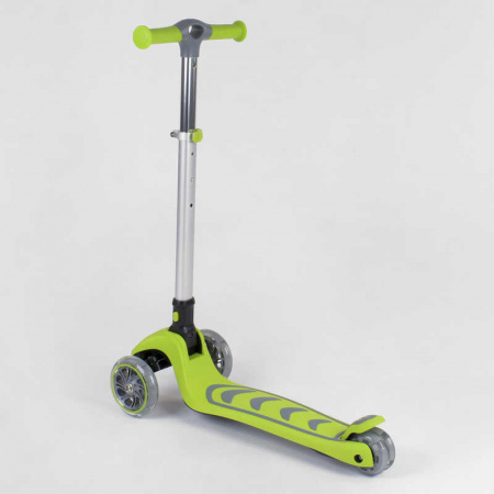 Самокат_трехколесный_46987_(4)_Best_Scooter_САЛАТОВЫЙ_складной_алюминиевый_руль_4_колеса_PU_со_свето