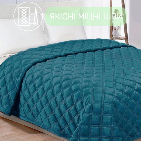 Покрывало стеганое Евро KOLOCO "Ромб" 220 х 240 см (39776) Зеленый