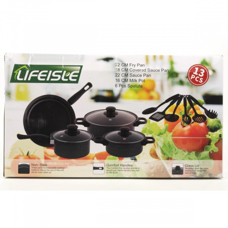 Змішаний кухонний набір посуду LIFEISLE 13 предметів (61001) 