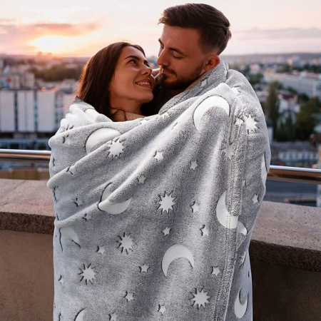Плед, що світиться Magic Blanket "Зоряне небо" 150 х 180 см Сірий