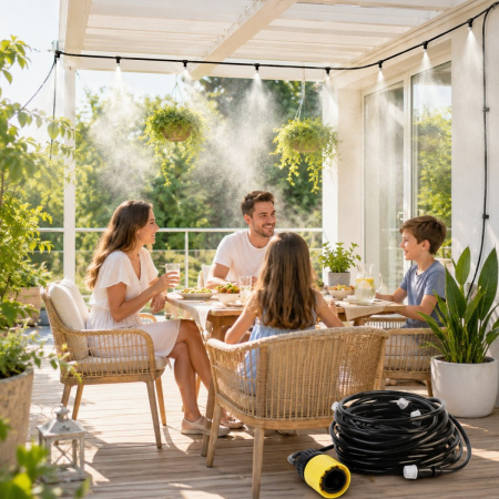 Садовий туманоутворювач для альтанки городу теплиць та саду Patio Mistcooling Kit 9.6 м, 9 форсунок