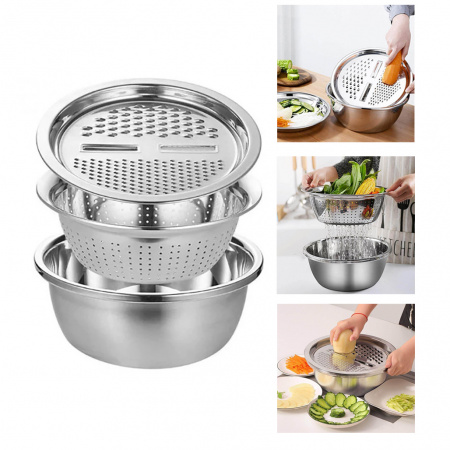 Набір миска друшляк тертка Kitchen Ware 3 предмета