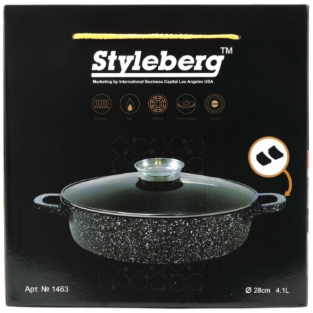 Кастрюля Styleberg 28 см 4.1 л (1463) Мраморное покрытие