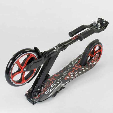 Самокат_двухколесный_88146_(2)_Best_Scooter_ЧЕРНЫЙ_зажим_руля_переднее_колесо_PU_-_230мм_заднее_коле