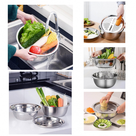 Набір миска друшляк тертка Kitchen Ware 3 предмета