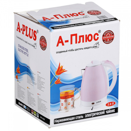 Электрочайник A-PLUS 2.0 л Нержавейка (2128) Кремовый