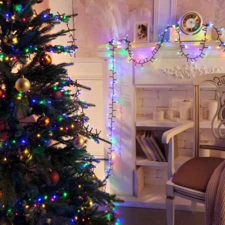 Гірлянда новорічна Xmas 300 LED 25 м чорний дріт (RD7133)