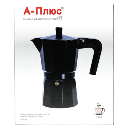 Гейзерна кавоварка A-PLUS на 3 чашки (3081) Black