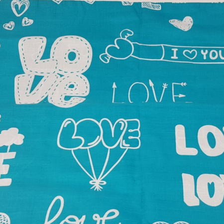 Наволочка на запах Терасполь хлопок 50 х 70 (34435) Love на бирюзовом
