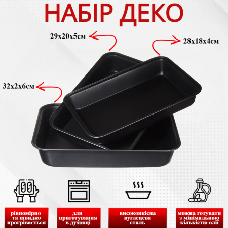 Деко для випічки A-PLUS 3 шт (1121) Прямокутні