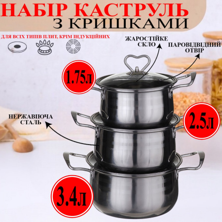 Набір каструль A-PLUS 6 предметів (2063)