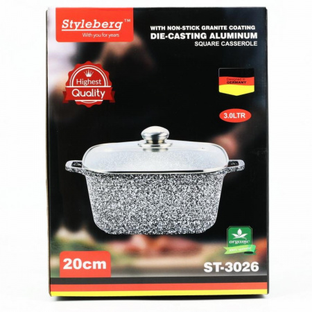 Кастрюля Styleberg 3 л (ST-3026) Квадратная Гранитное покрытие