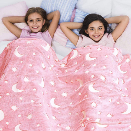 Светящийся плед Magic Blanket "Звездное небо" 120 х 180 см Розовый