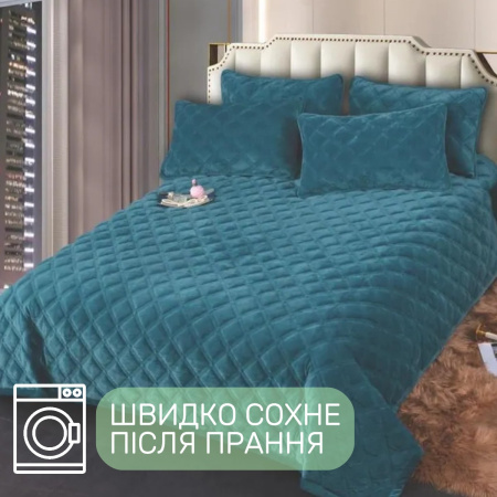 Покрывало стеганое Евро KOLOCO "Ромб" 220 х 240 см (39776) Зеленый