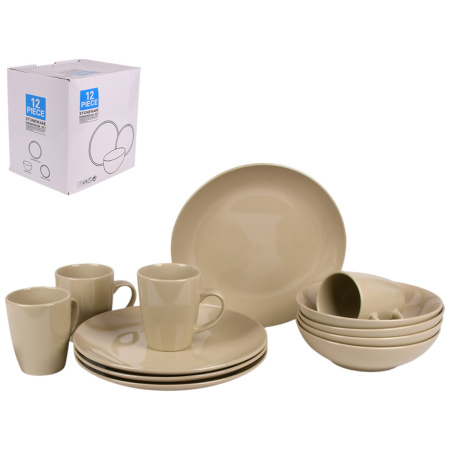 Набір столового посуду Piece Stoneware 12 предметів (MC5583-1) Бежевий