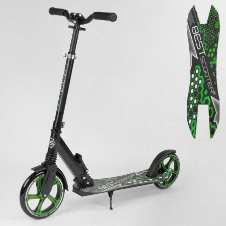 Самокат_70875_(2)_Best_Scooter_ЧЕРНЫЙ_зажим_руля_переднее_колесо_PU_-_230мм_заднее_колесо_PU_-_200мм