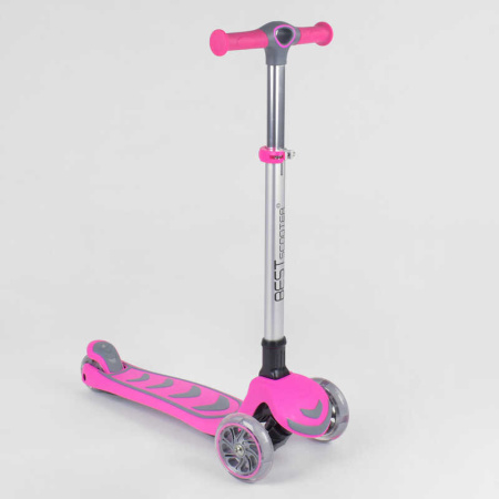 Самокат_трехколесный_57795_(4)_Best_Scooter_РОЗОВЫЙ_складной_алюминиевый_руль_4_колеса_PU_со_светом_