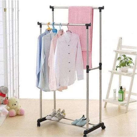 Телескопическая стойка-вешалка для одежды Double Pole Clothes Horse 339 LR