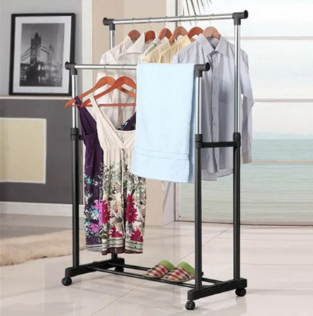 Телескопічна стійка-вішалка для одягу та взуття Double Pole Clothes Horse 340 LR